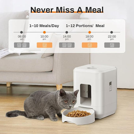 UanTii 2L Smart Pet Feeder Tuya WiFi Automatic Cat Dog Food Dispenser 2L with Food Bowl App Remote Feeding Intelligent Dry Food Dispenser (White)