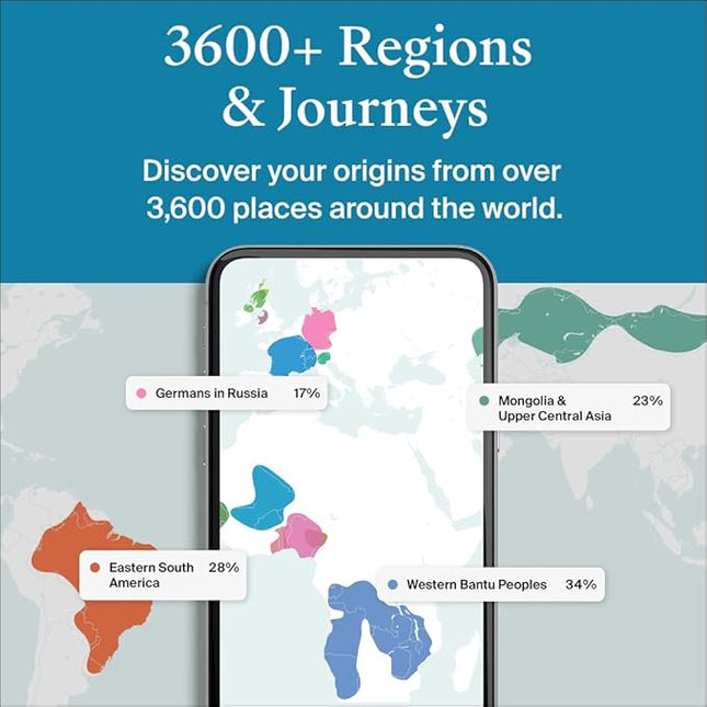 AncestryDNA Genetic Test Kit + 3-Month Ancestry World Explorer Membership: Personalized Genetic Results, DNA Ethnicity Test, Family History, Complete DNA Test, 3600+ Regions and Journeys
