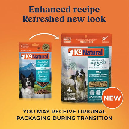 K9 Natural - Grain Free Freeze Dried Dog Food Topper - Hoki & Beef, 100g