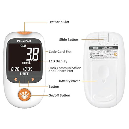 Pet Glucose Monitor Kit for Dogs & Cats with 25 Strips PE-76vet