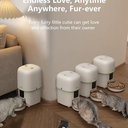 Yuposl Automatic Cat Feeder with Camera, 2L Automatic Cat Feeder, 5G WiFi APP Control, 1080P HD Video Night Vision, 1-16 Meals, 1-99 Portions