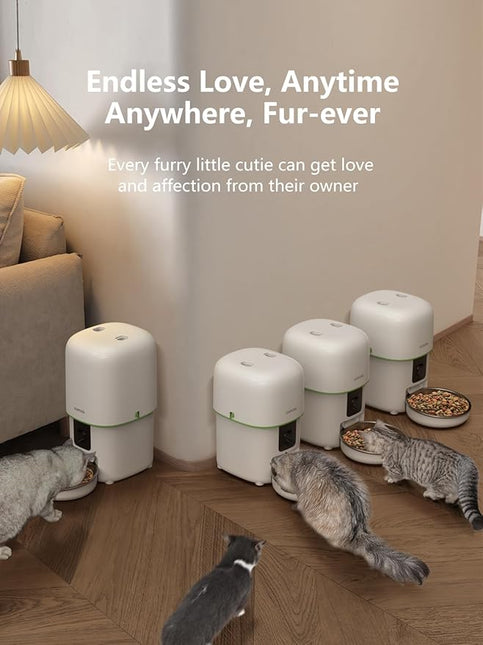 Yuposl Automatic Cat Feeder with Camera, 2L Automatic Cat Feeder, 5G WiFi APP Control, 1080P HD Video Night Vision, 1-16 Meals, 1-99 Portions