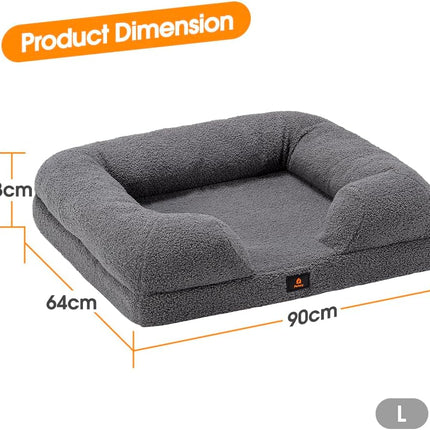 Orthopedic Dog Bed for Large Dogs, Memory Foam Pet Bed With Removable Washable Cover, - Grey
