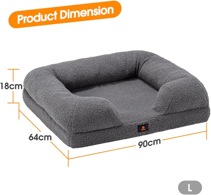 Orthopedic Dog Bed for Large Dogs, Memory Foam Pet Bed With Removable Washable Cover, - Grey