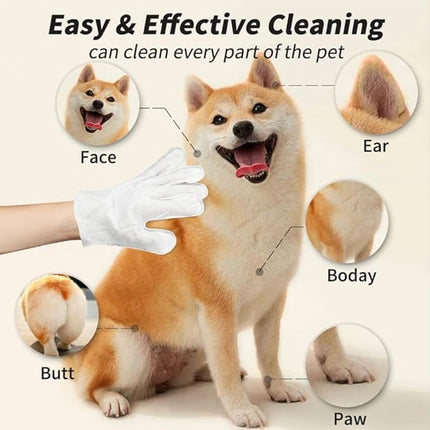 Mumoo Bear 18PCS/3PACK Cleaning Wipes Gloves for Dog and Cat,Pet Bathing Wipes Cleaning & Deodorizing