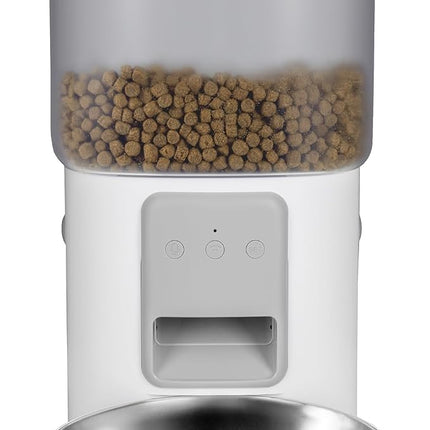 Crispy Wi-Fi Cat Feeder with App and WiFi, Portion Control and Timer, Stainless Steel Bowl, Battery Backup, 4.5L Container