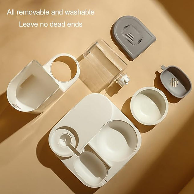 Bewinner Automatic Cat Feeder 2-in-1 One Piece - 1 L Water Bowl and 2.2 L  (Grey)