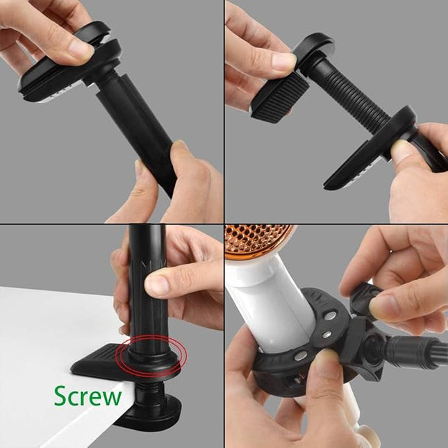 Dog Pet Grooming Table Hair Dryer Stand Holder Hands, Hands-Free Pet Hair Dryer Holder Arm, 360° Rotatable Lazy Hair Dryer Clip