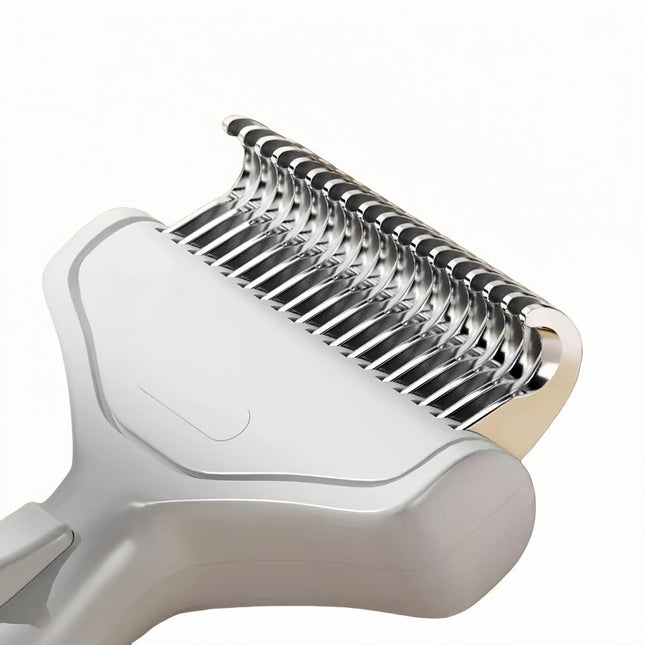 Undercoat Rake for Dogs & Cats, 3-in-1 Skin-Friendly Pet Fur Brush with One-Click Self-Clean Button
