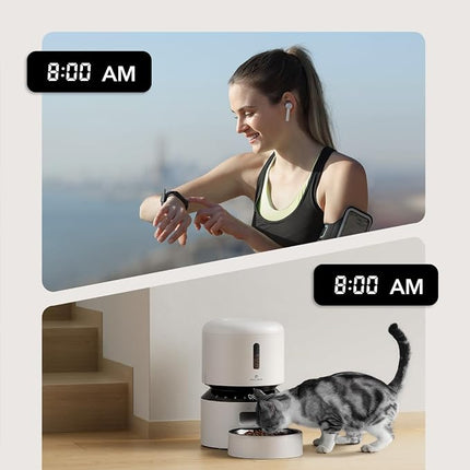 PETLIBRO Automatic Cat Feeder – 3L Programmable Pet Food Dispenser with Freshness Preservation, Timed Portion Control, Voice Meal Call & Dual Power Supply, Healthy Feeding for Cats & Small Dogs White