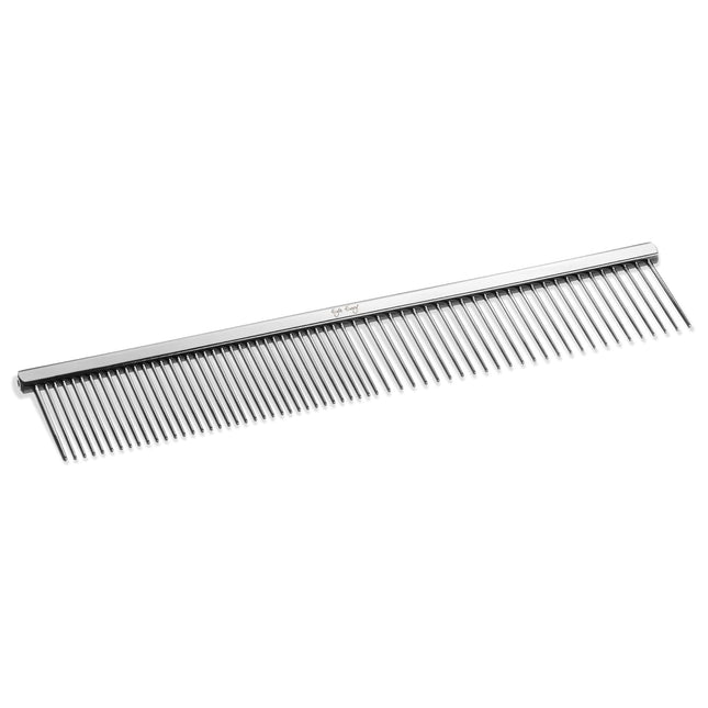 Eye Envy ProGlide Detangling Comb for Dogs and Cats. Dual-sided 7.5” Greyhound-style comb with 30mm rounded teeth. Gentle on your pet, it glides through dense coats without damaging hair or skin.