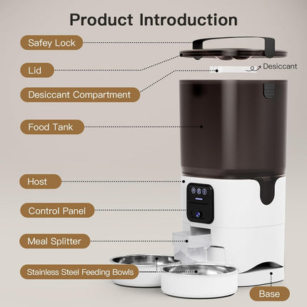 UMOMO Automatic Cat Feeder 7L Double Bowl Feeder, 1080P HD Camera