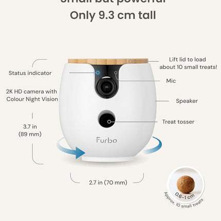 Furbo Mini 360° 2K Pet Camera for Dog & cat (2025 New) + AI Nanny,(Subscription Required)
