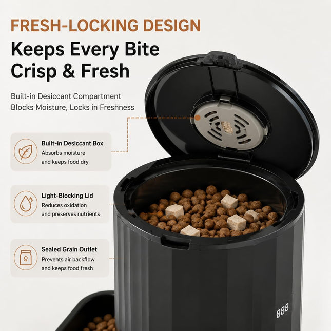 Automatic Cat Feeders for Two Cats, 7L Double Automatic Cat Food Dispenser with 2 Stainless Bowls, 5G WiFi