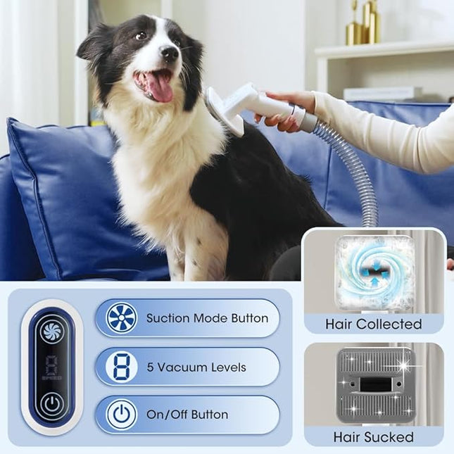 Dog Grooming Vacuum, 10000Pa Strong Pet Vacuum, 7 in 1 Dog Grooming Kit with 5 Suction Mode and 2L Large Dust Cup for Shedding Pet Hair
