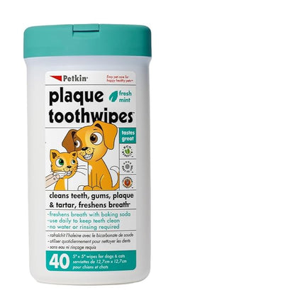 Petkin Pet Toothwipes, 40 Count