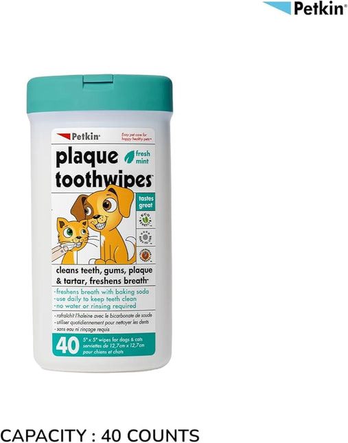 Petkin Pet Toothwipes, 40 Count