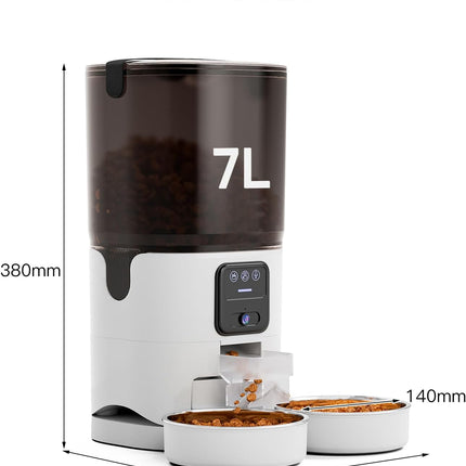 UMOMO Automatic Cat Feeder 7L Double Bowl Feeder, 1080P HD Camera