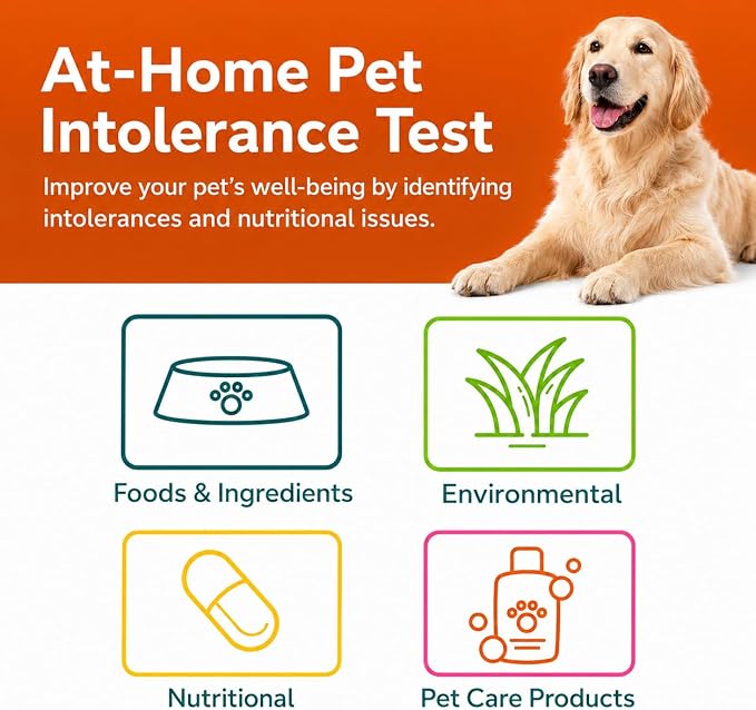 Pet Sensitivity Test Kit - Tests 1000+ Food & Environmental Intolerances - At-Home Hair Sample - Results in 48 Hours - Cats & Dogs