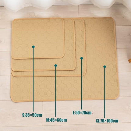 Washable Pet Dog Pee Pad Reusable Cat Puppy Training Wee Absorbent Mat Pads Bed (S:35x50cm -Beige)