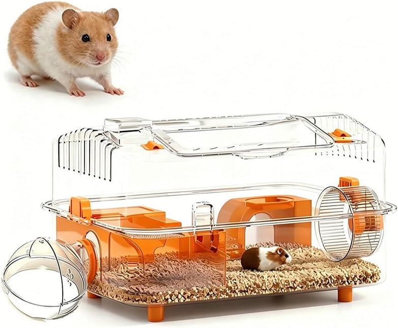 8-in-1 Dwarf Hamster Cage, No Assembly Full Transparent, Small Desktop/Breeding/Nursery Cage