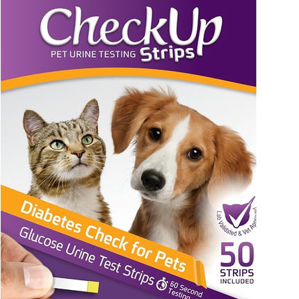 CheckUp Glucose Urine Testing Strips for Cats and Dogs - Detection of Diabetes x 50