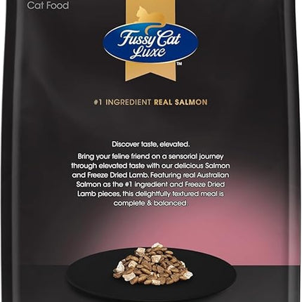Fussy Cat Luxe Dry Cat Food, Salmon and Freeze Dried Lamb 750g - Real Salmon & Freeze-Dried Lamb for Premium Taste, 34% Protein & Complete Nutrition