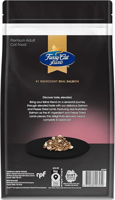 Fussy Cat Luxe Dry Cat Food, Salmon and Freeze Dried Lamb 750g - Real Salmon & Freeze-Dried Lamb for Premium Taste, 34% Protein & Complete Nutrition