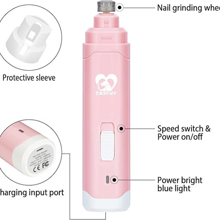 Casfuy Dog Nail Grinder Upgraded - Professional 2-Speed Whisper-Quiet