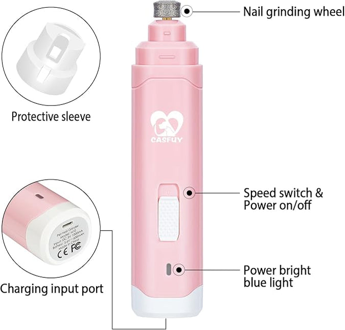 Casfuy Dog Nail Grinder Upgraded - Professional 2-Speed Whisper-Quiet