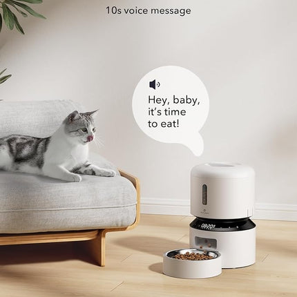 PETLIBRO Automatic Cat Feeder – 3L Programmable Pet Food Dispenser with Freshness Preservation, Timed Portion Control, Voice Meal Call & Dual Power Supply, Healthy Feeding for Cats & Small Dogs White