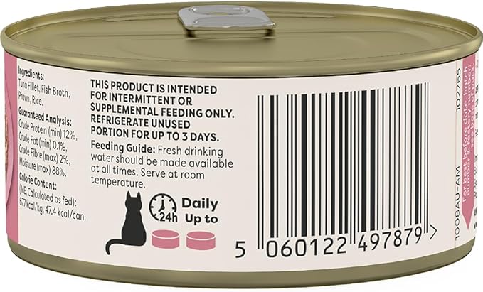 Applaws 100% Natural Wet Cat Food Tuna Fillet with Prawns in Broth, Limited Ingredients Pet Food 70g Tin (Pack of 24)