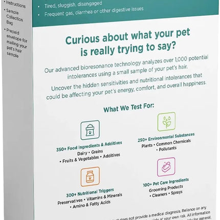 Pet Sensitivity Test Kit - Tests 1000+ Food & Environmental Intolerances - At-Home Hair Sample - Results in 48 Hours - Cats & Dogs
