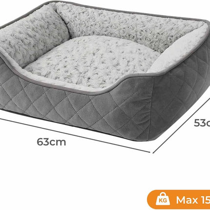 Pawz Dog Bed for Medium Dogs,Rectangle Dog Bed,Orthopedic Dog Bed,Soft Calming Pet Bed,Dog Sofa Beds with Raised Edges,Non-Slip Bottom,Removable Cover,Machine Washable,Grey