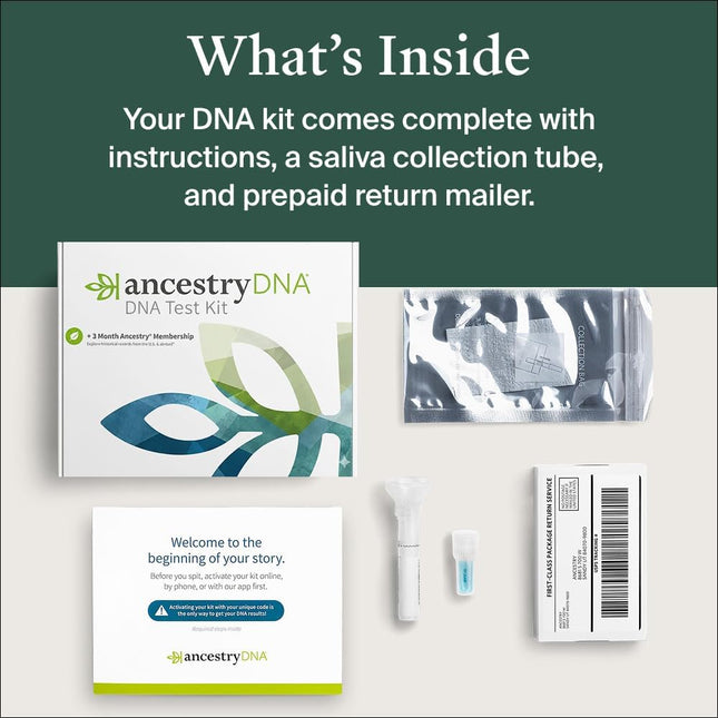 AncestryDNA Genetic Test Kit + 3-Month Ancestry World Explorer Membership: Personalized Genetic Results, DNA Ethnicity Test, Family History, Complete DNA Test, 3600+ Regions and Journeys
