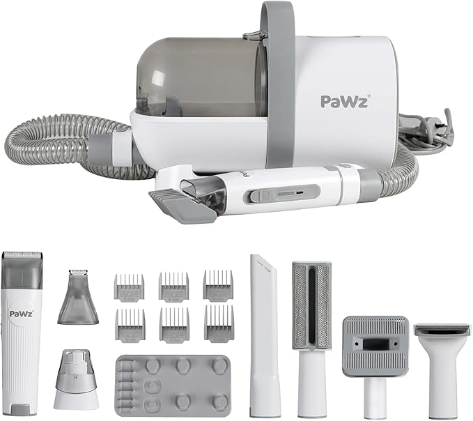 PaWz Pet Grooming Kit 3 Vacuum Levels, 7 IN 1 Electric Cordless Dog Cat Grooming Set with Paw Hair Trimmer,Cleaning Brush for Shedding,Wireless Dryer Remover Clipper,1.5L Cup, Low Nosie Pet Supplies