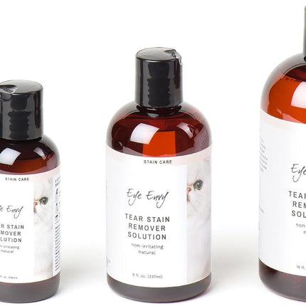 Eye Envy Tear Stain Remover Solution for Cats. Gentle, Natural and Safe. Cleans Tear Stains. Recommended by Breeders, Groomers. Remove Eye Stains from Persians and Exotics. 2 oz. Made in USA