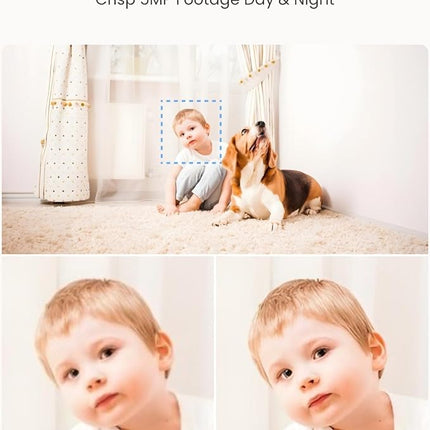 Reolink E1 Pro 3K PT Wi-Fi Indoor Camera for Baby & Pet Monitoring, Auto Tracking, 5MP Night Vision Enhanced by F1.6 Aperture, Person/Pet/Baby Crying Detection, 2.4/5GHz Wi-Fi, Two-Way Talk