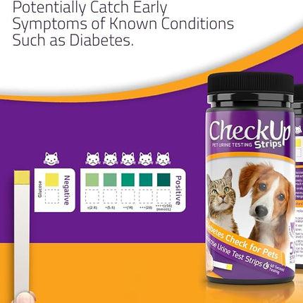 CheckUp Glucose Urine Testing Strips for Cats and Dogs - Detection of Diabetes x 50