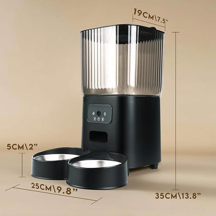 YODOLLA Auto Cat Feeder with 2K Camera, 5L Cat & Dog Feeder & Food Dispenser, WiFi App Remote Control, Video Monitoring, Custom Meal Plans, Double Stainless Bowl for Multi-Pet Households
