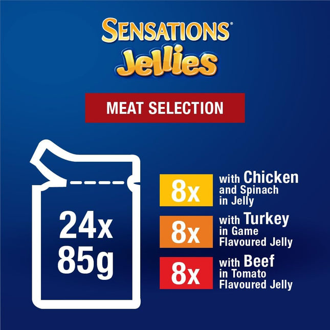 FELIX Adult Sensations Jellies Meat Selection Wet Cat Food, 48x85g