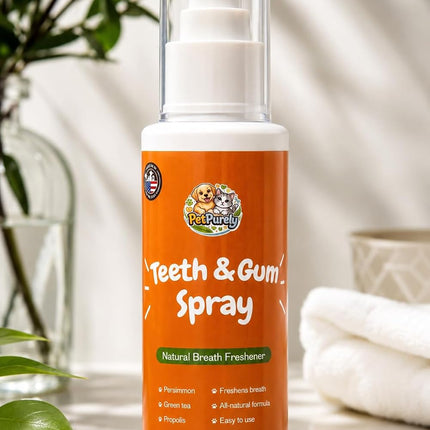 Teeth & Gum Spray for Dogs & Cats, Natural Breath Freshener,120ml