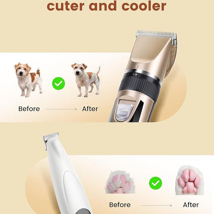 PAPMINI 2 in 1 Dog Grooming Kit, Low Noise Rechargeable Dog Clippers for Grooming