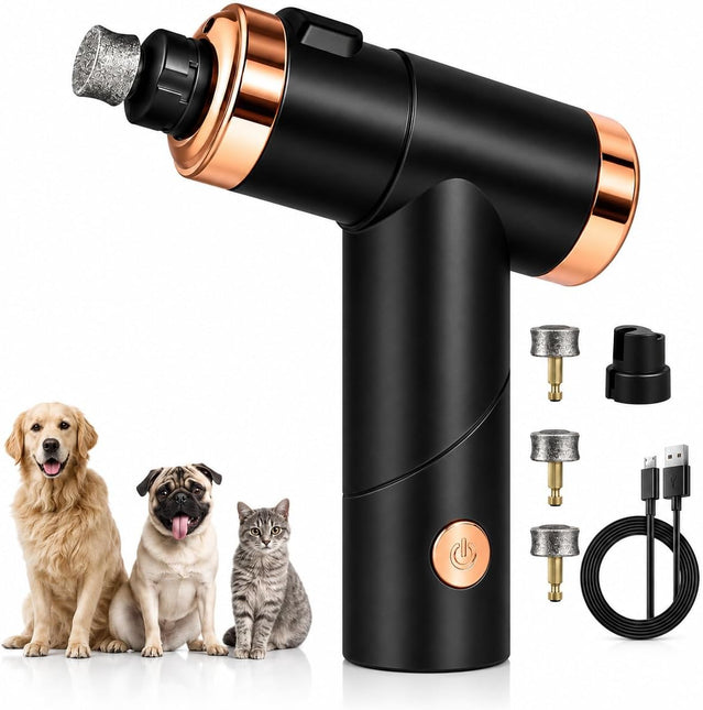 Quiet Dog and Cat Nail Grinder, LED Light, 2-Speed, Rechargeable, for Small to Large Pets