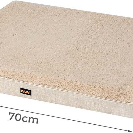 PaWz Dog Bed Mattress for Crate,Soft Sherpa Pet Bed for Medium Dogs,Washable Dog Mattress Mat with Removable Cover,Non-Slip Base,Waterproof Liner,White