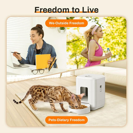 UanTii 2L Smart Pet Feeder Tuya WiFi Automatic Cat Dog Food Dispenser 2L with Food Bowl App Remote Feeding Intelligent Dry Food Dispenser (White)
