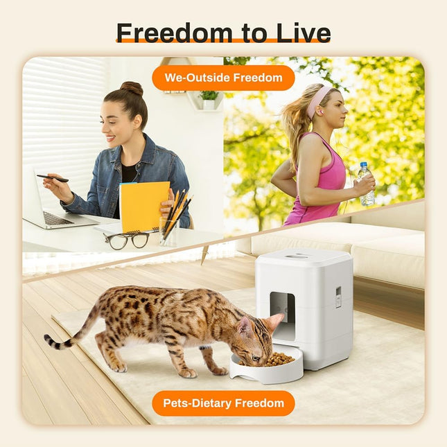 UanTii 2L Smart Pet Feeder Tuya WiFi Automatic Cat Dog Food Dispenser 2L with Food Bowl App Remote Feeding Intelligent Dry Food Dispenser (White)