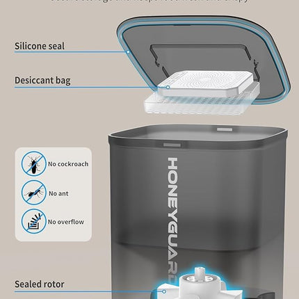 HoneyGuaridan Automatic Cat Feeder, 2 Bowls with Motion Sensor, 5G/2.4G WiFi Intelligent Cat Feeder for Remote Feeding, 5 L
