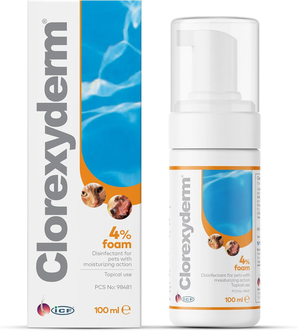 CLX 4% Chlorhexidine Dog & Cat Foam, No-Rinse Cleansing Mousse, 100 ml