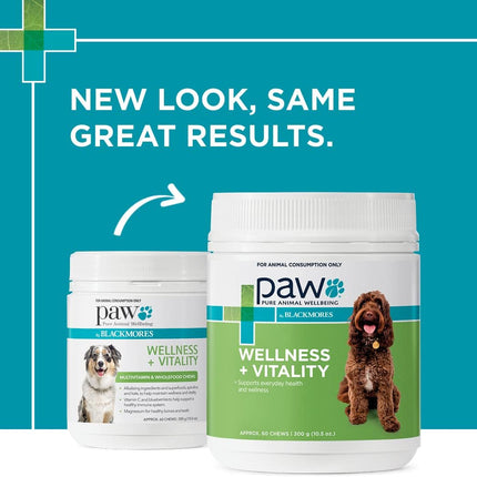 PAW by Blackmores Wellness and Vitality Multivitamins for Dogs |Maintains General Wellness & Vitality | 60 Chews